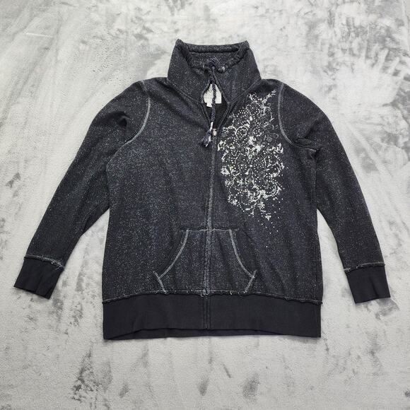 Maurices Premium Jacket Womens 1 (16W-18W) Black Silver Full Zip Sweatshirt - Picture 1 of 9